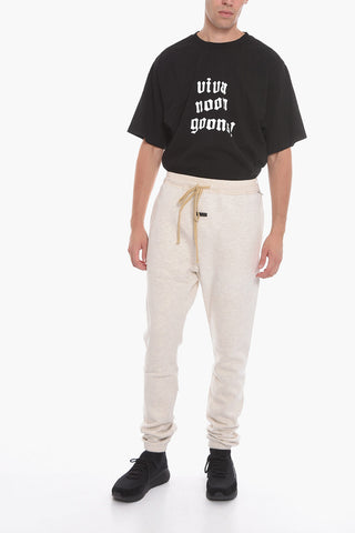 Fleeced Cotton Joggers with Drawstring Waist