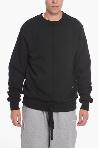 Brushed Cotton Crew-neck Sweatshirt with Elastic Hem