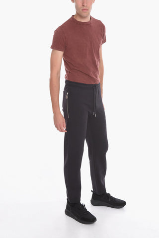 Fleeced-Cotton Pants with Silver Details