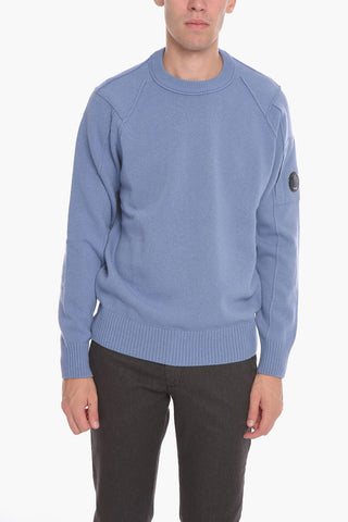 Maglia Girocollo in Misto Lana con Cuciture a Vista
