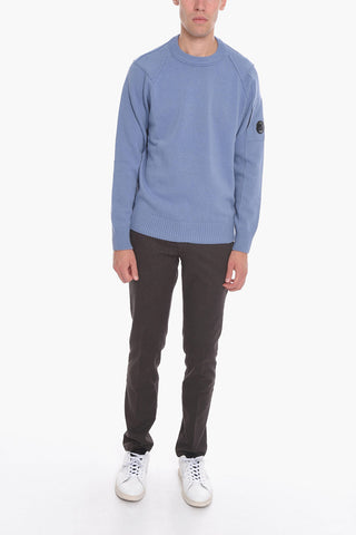 Maglia Girocollo in Misto Lana con Cuciture a Vista
