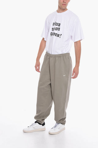 Fleeced-Cotton Joggers with Drawstring on the Waist