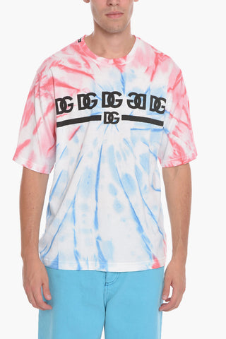 Monogram Printed Tie Dye Cotton T-Shirt