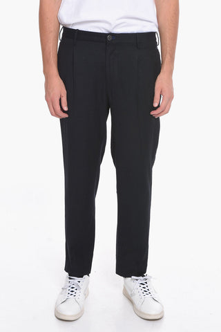 Pantaloni a 1 Pince Tapered Fit in Lana Vergine