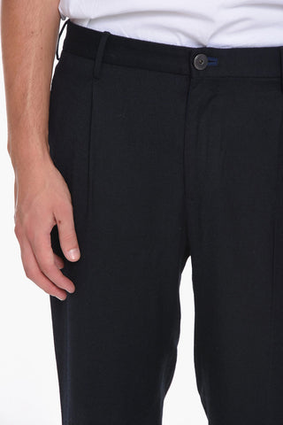 Pantaloni a 1 Pince Tapered Fit in Lana Vergine