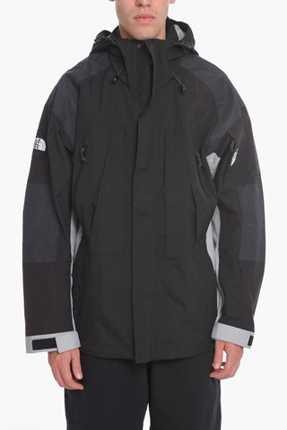 Nylon Utility Jacket with Hood and Hidden Closure