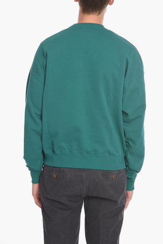 Brushed Cotton Crew-neck Sweatshirt with Contrasting Print