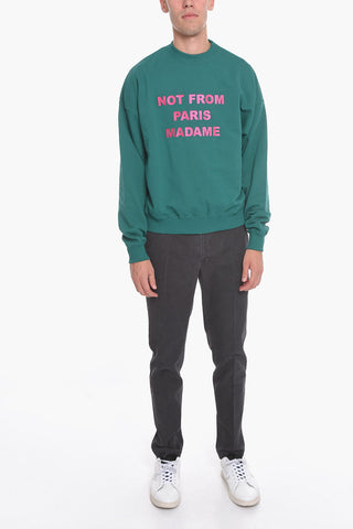 Brushed Cotton Crew-neck Sweatshirt with Contrasting Print