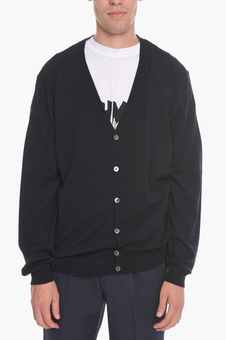 Cardigan in Lana Vergine con Scollo a V