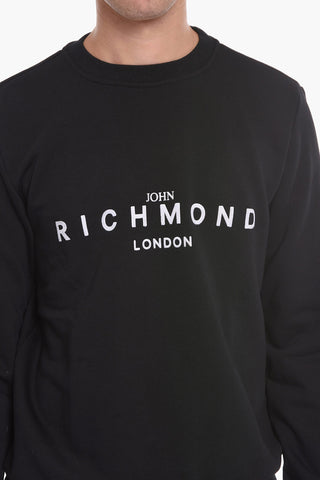 Cotton Crew-Neck Sweatshirt with Velour Logo