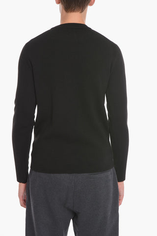 Maglia Girocollo in Lana con Logo a Strappo
