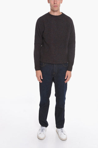 solid Color Wool Crew-Neck Sweater