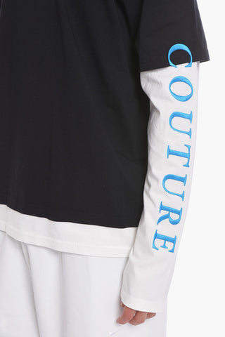 Long Sleeve CARIBBEAN COUTURE Crew-neck T-Shirt with Contrasting Details
