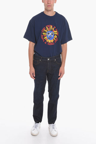 Stretch Denim Jeans with Visible Stitching 18cm