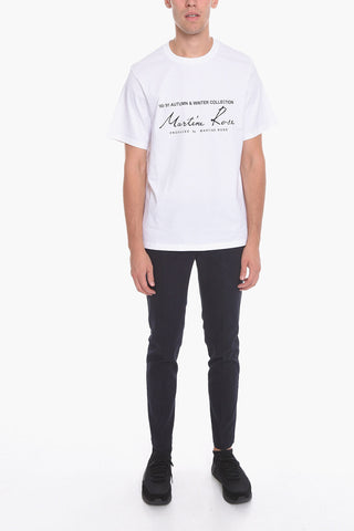 Solid Color Crew-neck T-Shirt with Contrasting Print