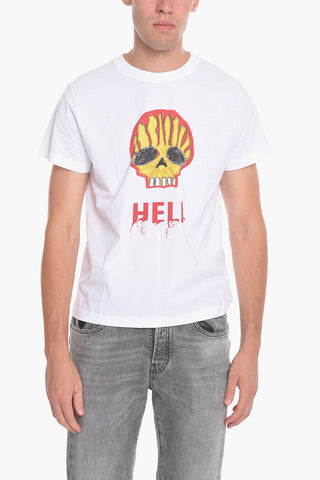 T-Shirt Girocollo con Teschio Stampato