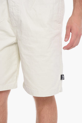 Shorts in Twill di Cotone con Elastico in Vita