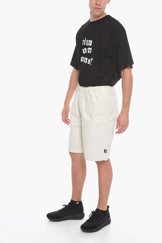 Shorts in Twill di Cotone con Elastico in Vita