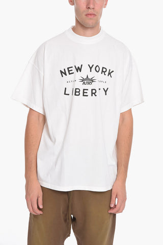 T-Shirt Girocollo con Stampa a Contrasto