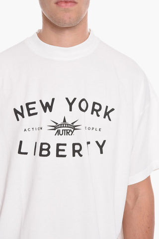 T-Shirt Girocollo con Stampa a Contrasto