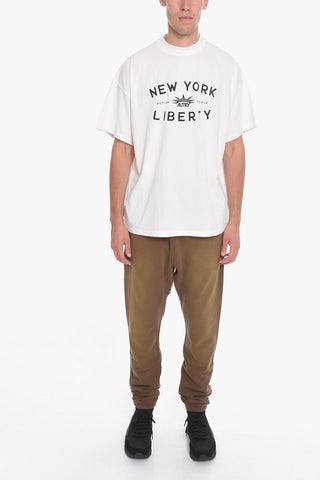 T-Shirt Girocollo con Stampa a Contrasto