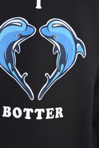 Brushed Cotton Crew-neck Sweatshirt with Printed Dolphins