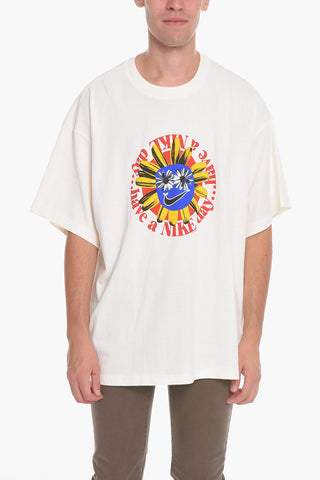 Cotton Crew-Neck T-shirt with Have a Nike Day Print