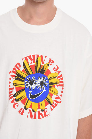 Cotton Crew-Neck T-shirt with Have a Nike Day Print
