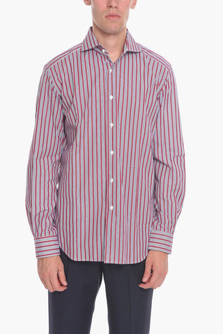 LA SARTORIALE Striped Two-Tone CUSTOM Shirt with Spread Collar