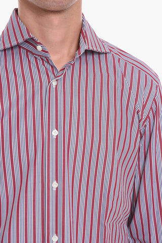 LA SARTORIALE Striped Two-Tone CUSTOM Shirt with Spread Collar
