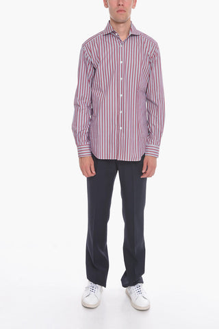 LA SARTORIALE Striped Two-Tone CUSTOM Shirt with Spread Collar