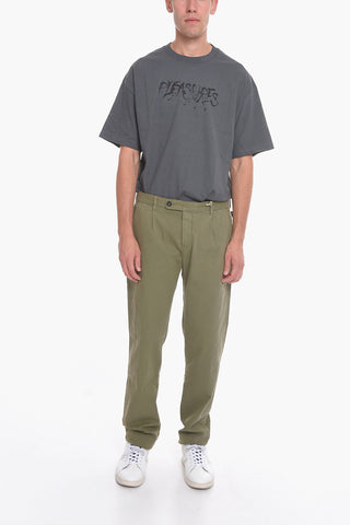 Solid Color Single-Pleat Pants with Belt Loops