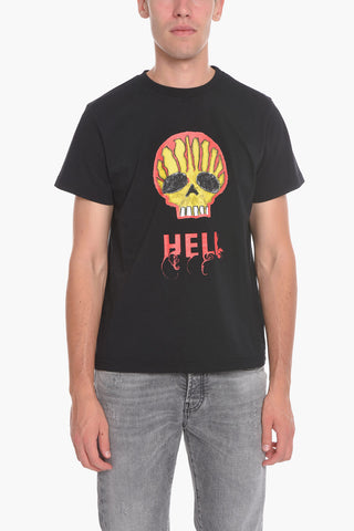 T-Shirt Girocollo con Teschio Stampato