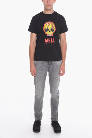 T-Shirt Girocollo con Teschio Stampato