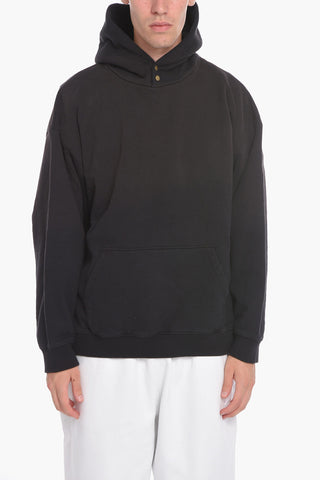 Solid Color Hoodie with Buttons Detail