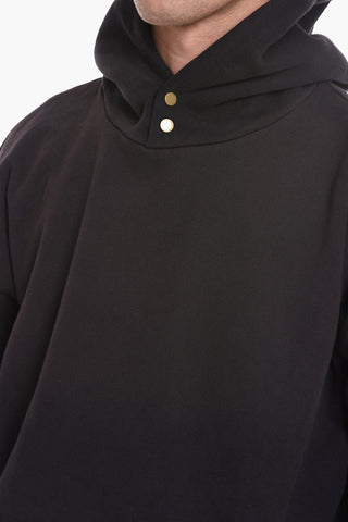 Solid Color Hoodie with Buttons Detail