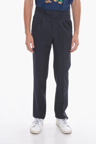 Twill Double Pleat Pants with Hidden Closure