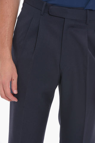 Twill Double Pleat Pants with Hidden Closure