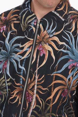 Plant Motif Cotton Overshirt