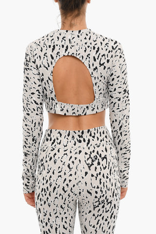 ADIDAS Leopard Print Long Sleeved Cropped Top