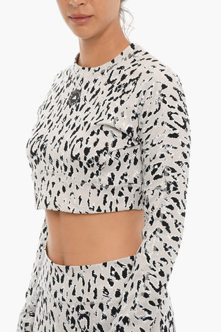 ADIDAS Leopard Print Long Sleeved Cropped Top