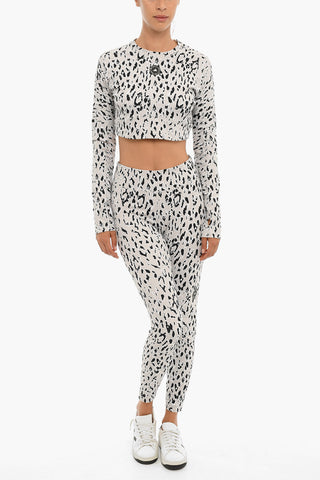 ADIDAS Leopard Print Long Sleeved Cropped Top