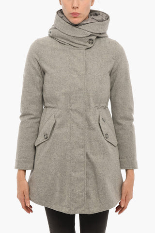 Wool Blend MILITARY Down Jcket with Removable Padded 
