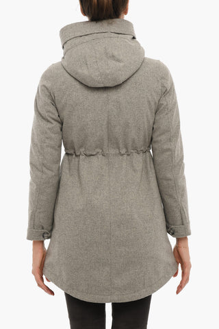 Wool Blend MILITARY Down Jcket with Removable Padded 
