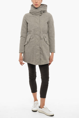 Wool Blend MILITARY Down Jcket with Removable Padded 