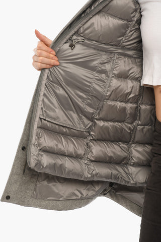 Wool Blend MILITARY Down Jcket with Removable Padded 