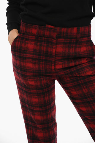 Pantaloni a Quadri Tartan ad Orlo Con Risvolto