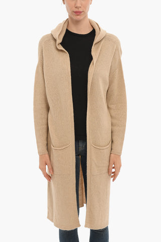 Maxi Cardigan Open Front con Tasche a Toppa