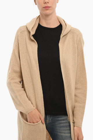 Maxi Cardigan Open Front con Tasche a Toppa