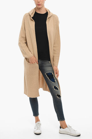 Maxi Cardigan Open Front con Tasche a Toppa